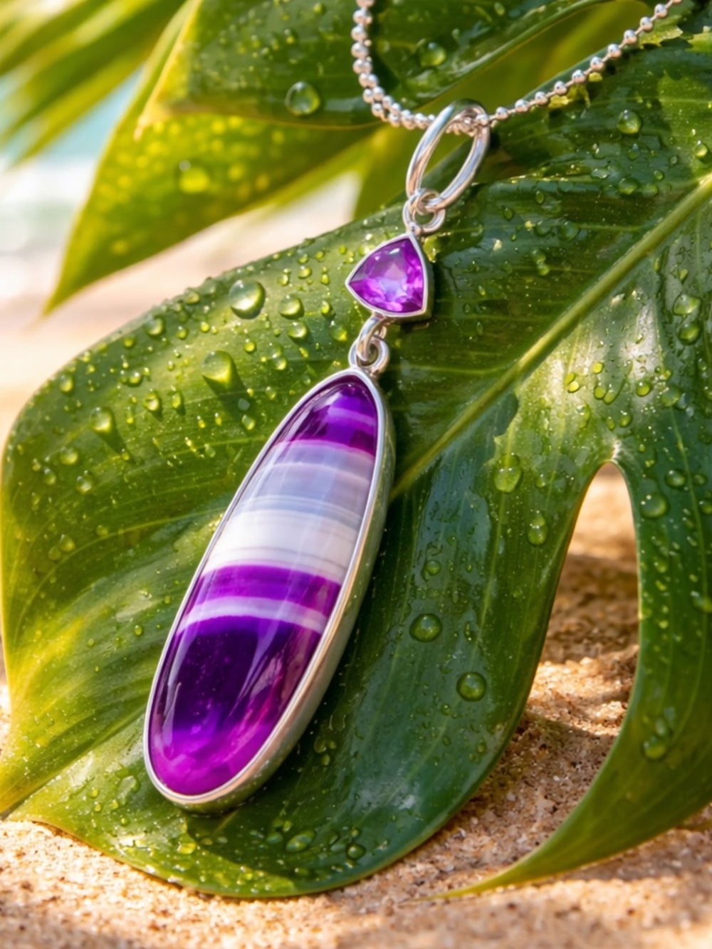 Purple Botswana Agate & Amethyst Necklace